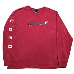 Vintage 90s Polo Sport Ralph Lauren Long Sleeve Graphic Tee‎ XL Red – Icon Logos